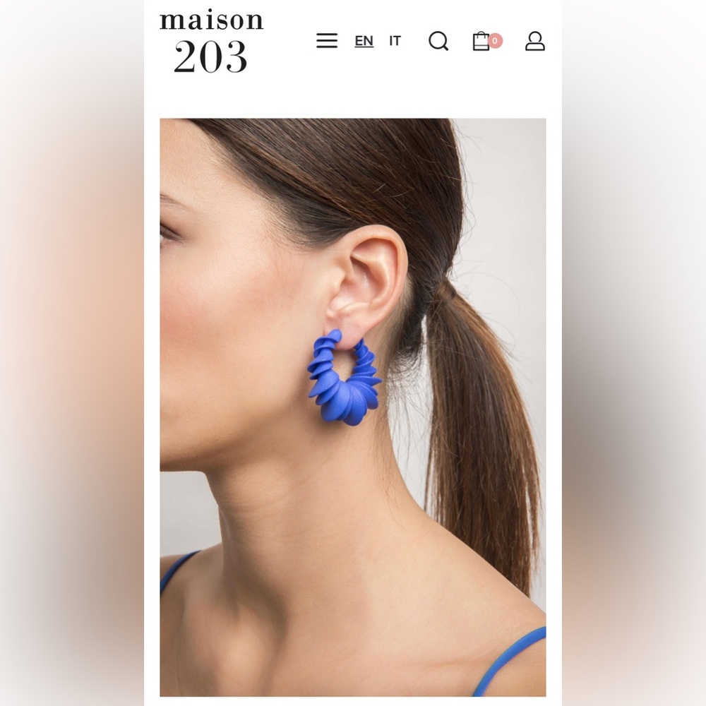 Maison 203 💙 Italian 3D Printed Hoop earrings